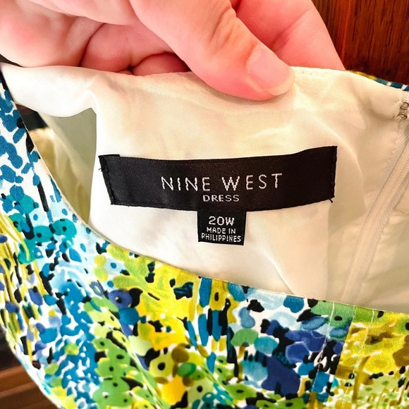 Nine West women’s plus sleeveless dress pockets wedding guest SZ 20W blue green - Picture 5 of 11